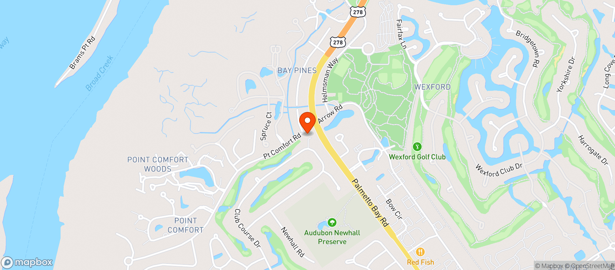 Map showing SeaPines Country Club