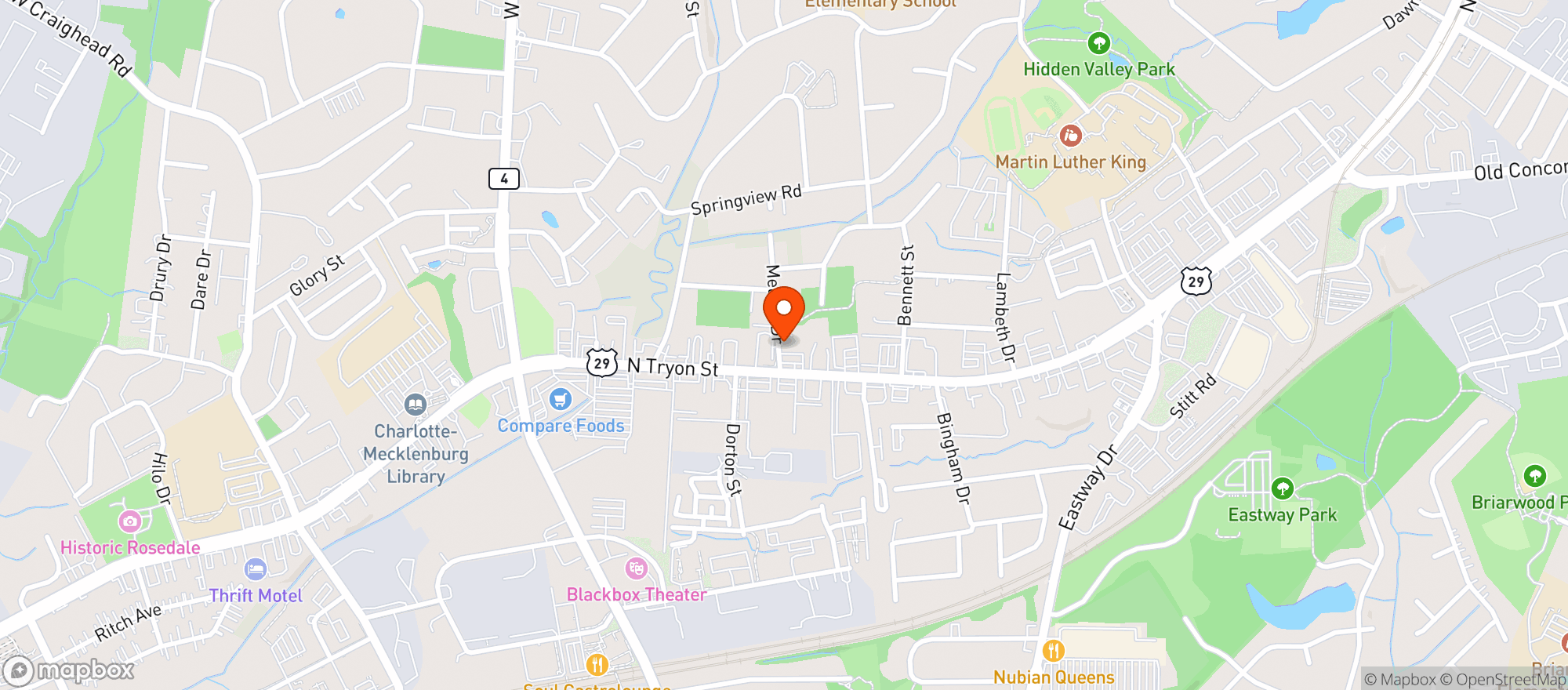 Map showing Legacy Lounge Clt