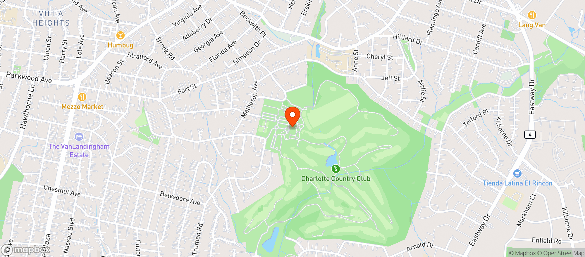 Map showing Charlotte Country Club