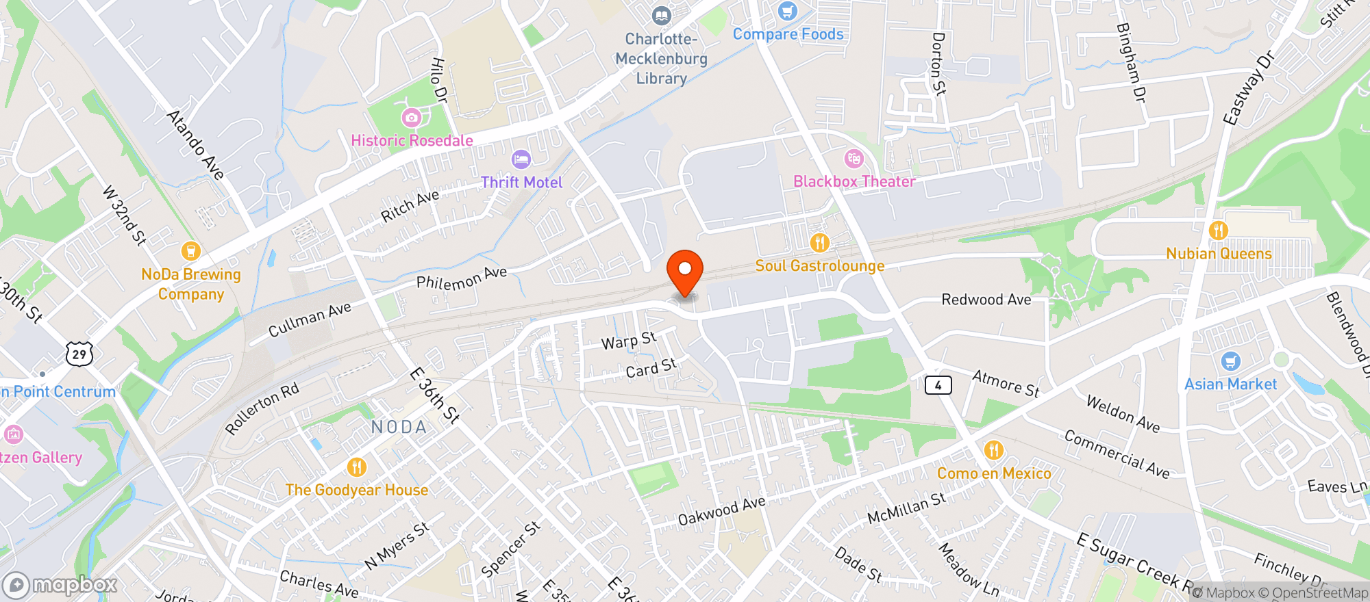 Map showing Crown Station - North Davidson
