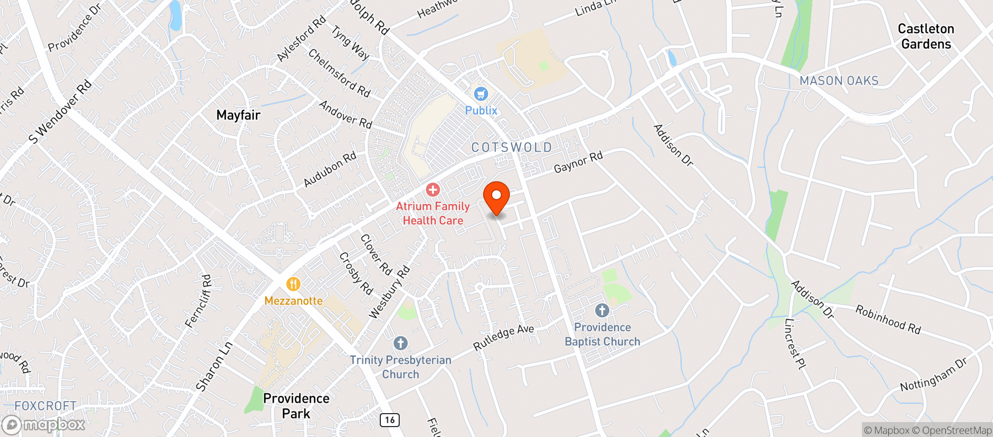 Map showing Roosters Wood Fired Kitchen