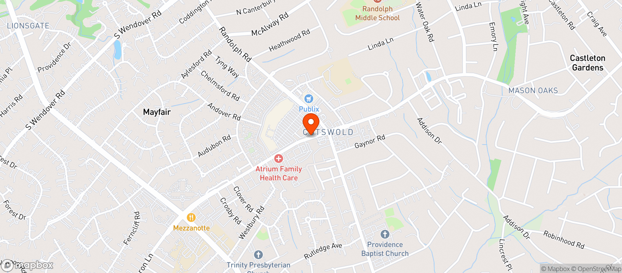 Map showing Harris Teeter