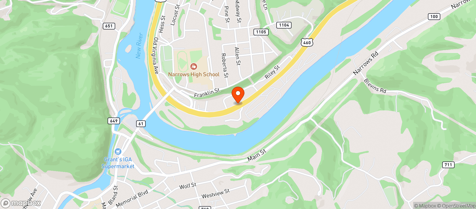 Map showing SUPER VAL U GROCERY
