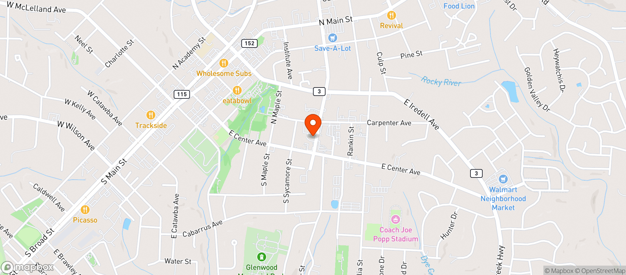 Map showing Hawthornes Ny Pizza And Bar