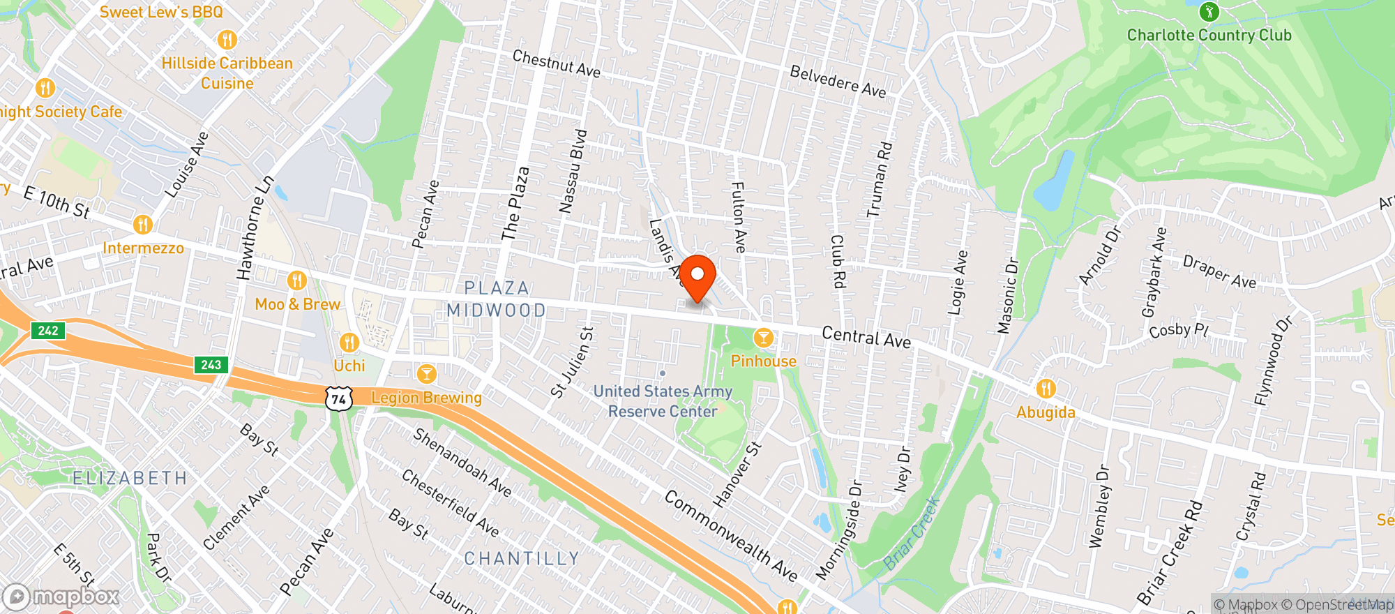 Map showing Midwood Country Club