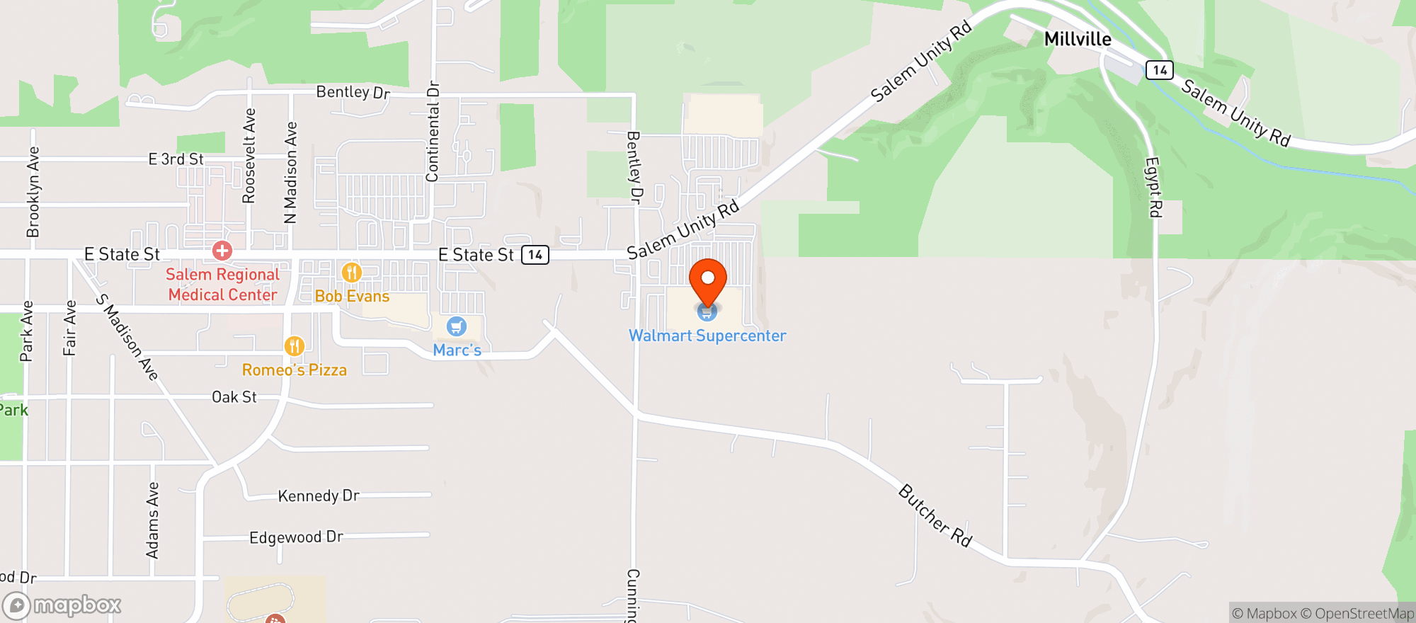 Map showing Walmart Supercenter #2910