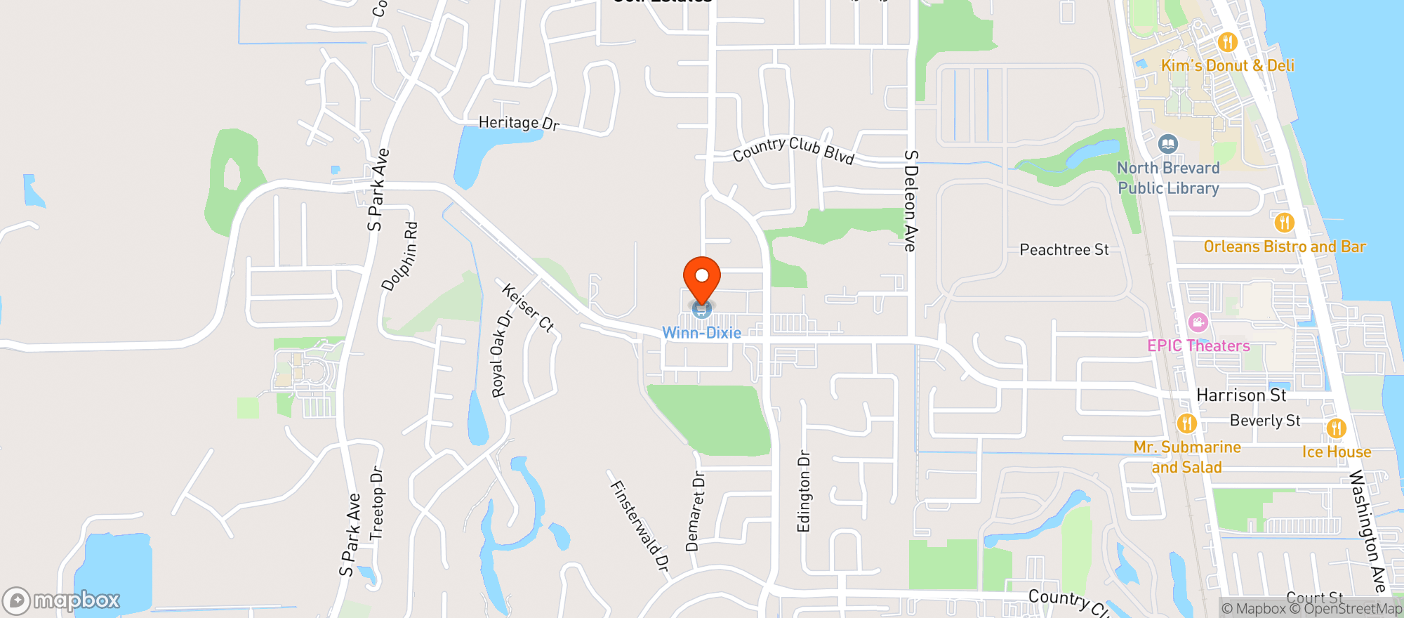 Map showing WINN-DIXIE (VILLAGE SQUARE)