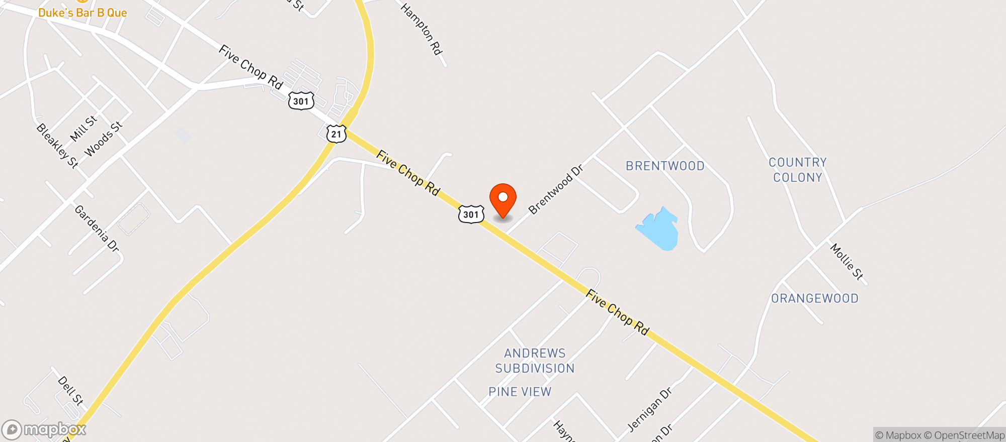 Map showing Kwik Stop- Orangeburg