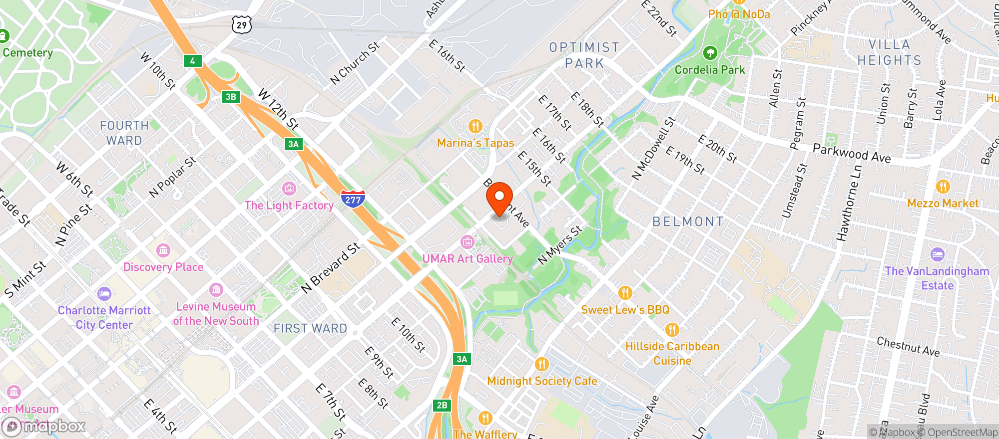 Map showing Birdsong Brewery