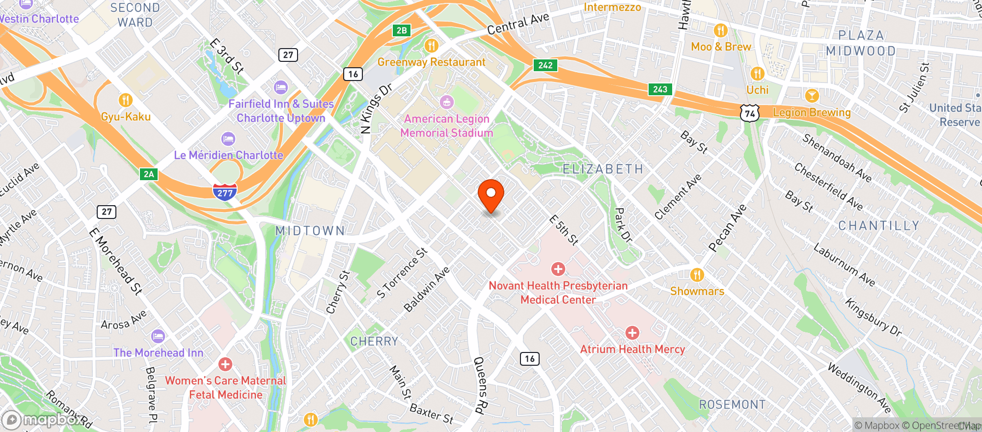 Map showing Nineteen Hundred Mexican Grill