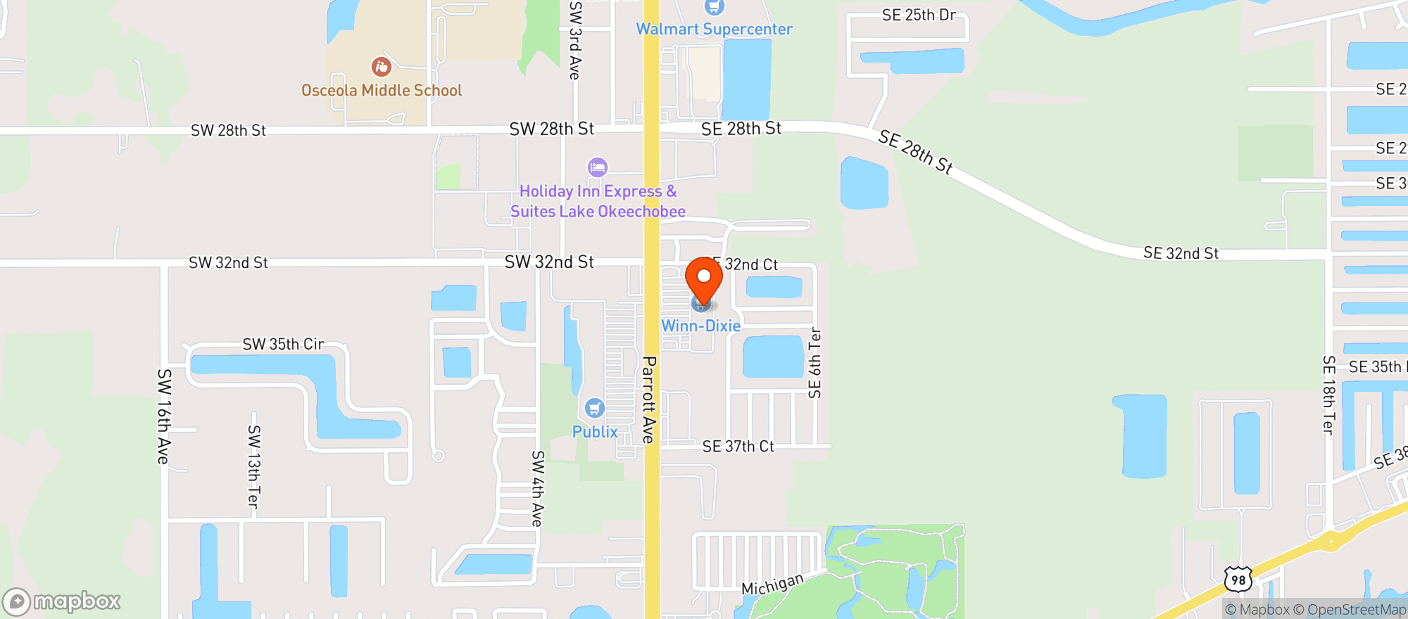 Map showing Winn Dixie