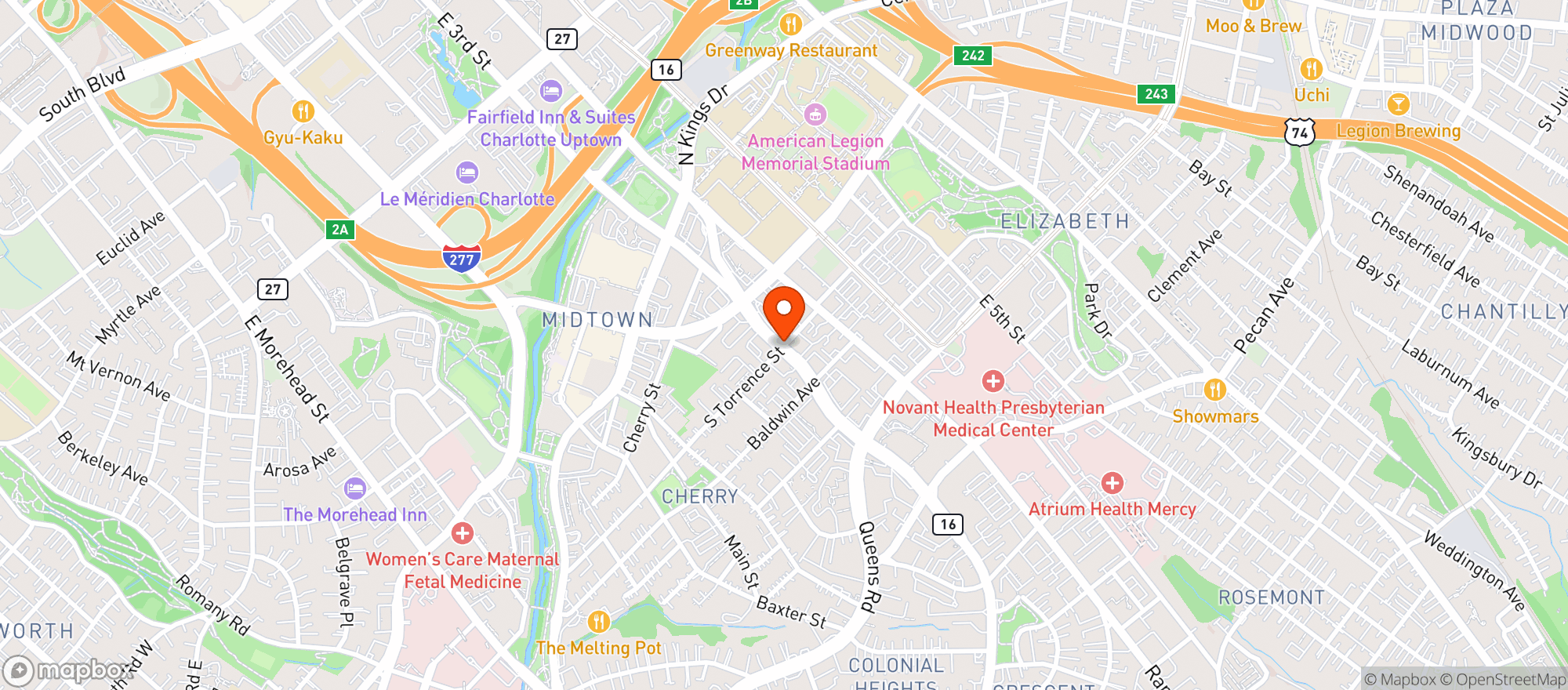 Map showing Apotheca 3rd Street