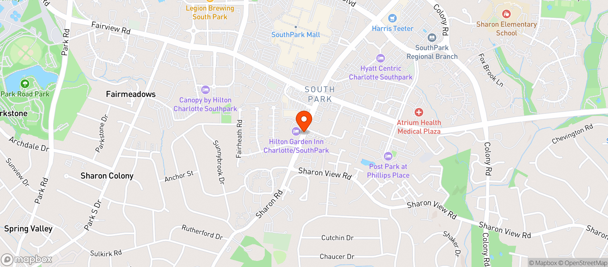 Map showing Hilton Garden Inn
