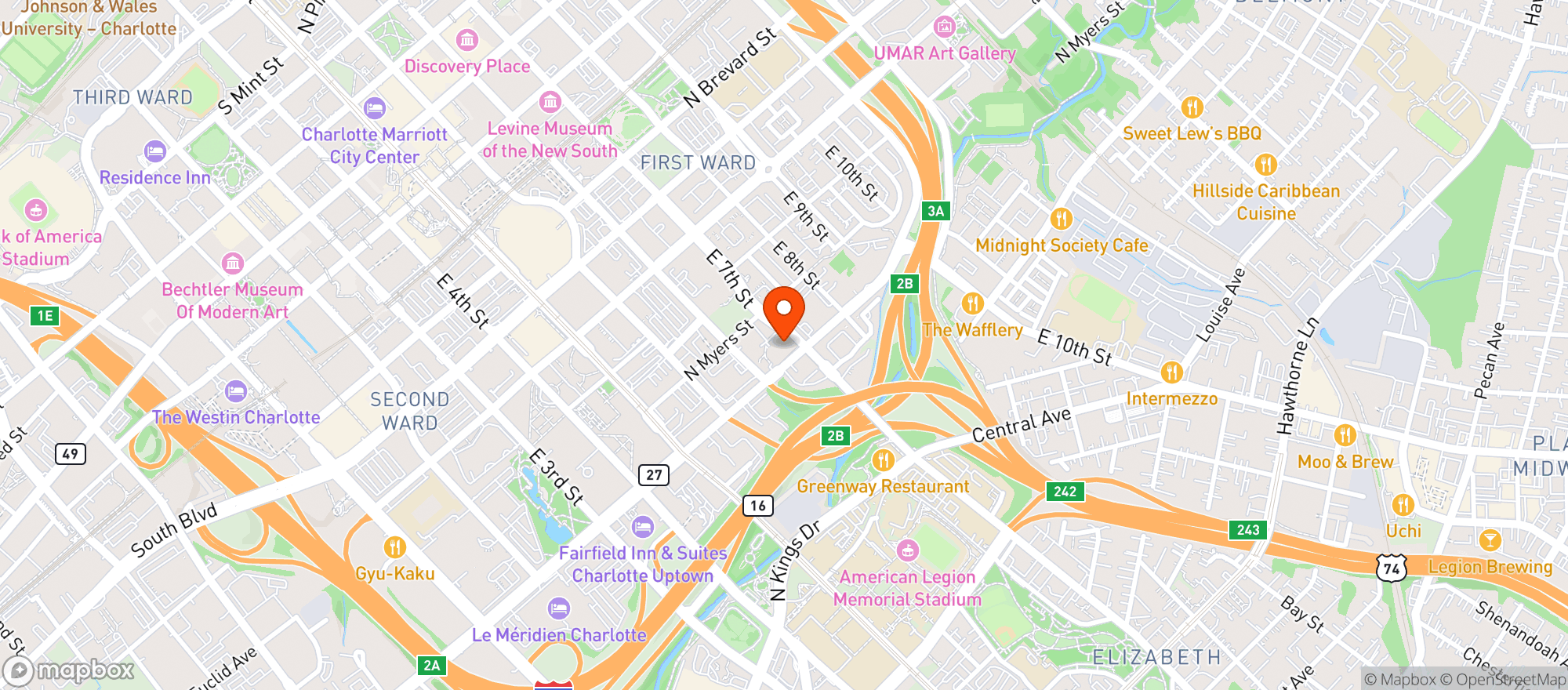 Map showing 1st Ward Beverage Company