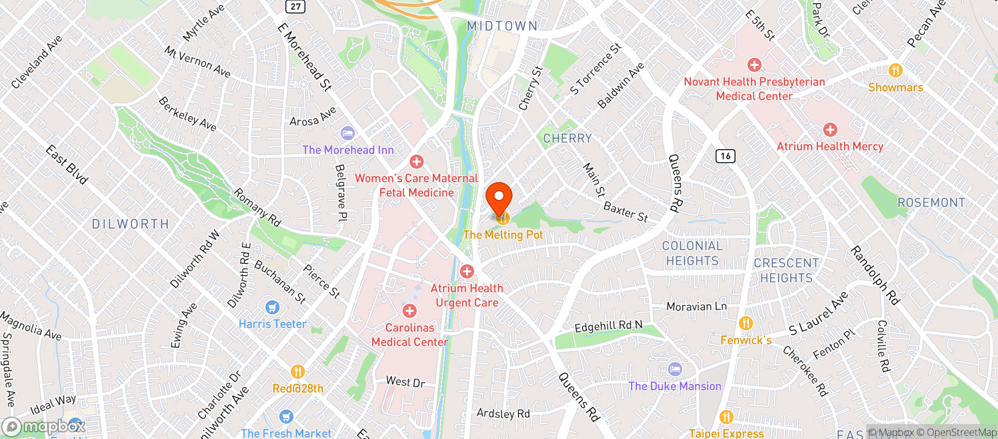 Map showing Melting Pot Restaurant #19
