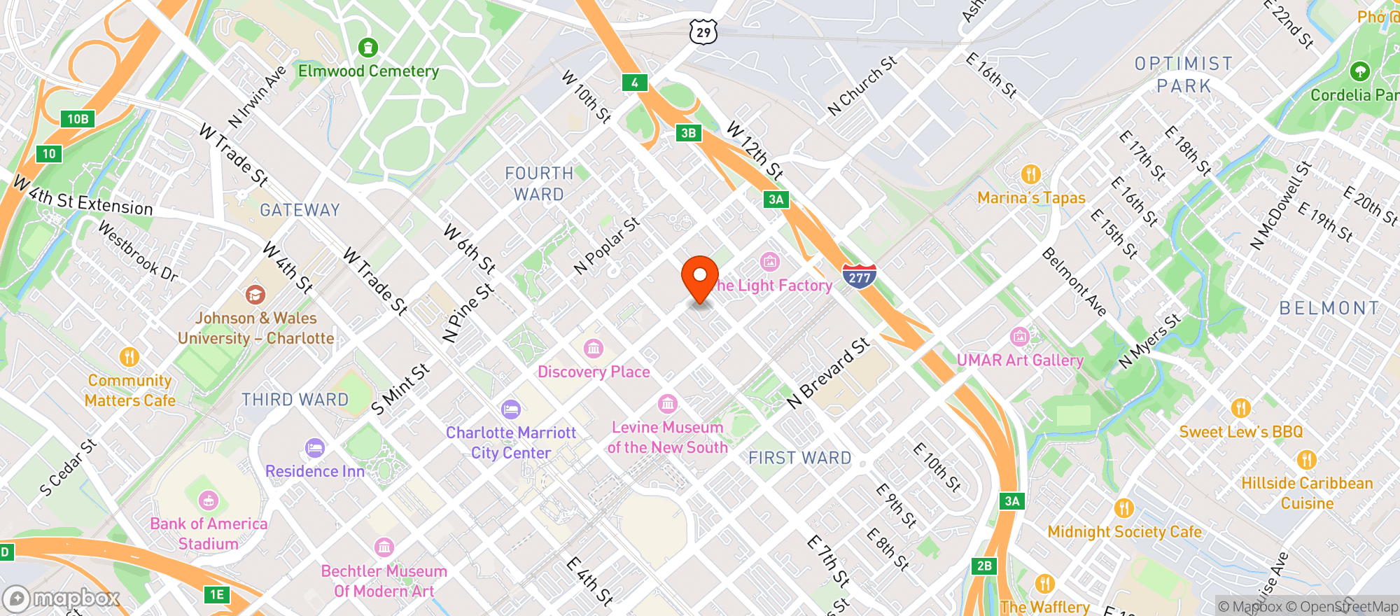 Map showing Woodie S On Tryon