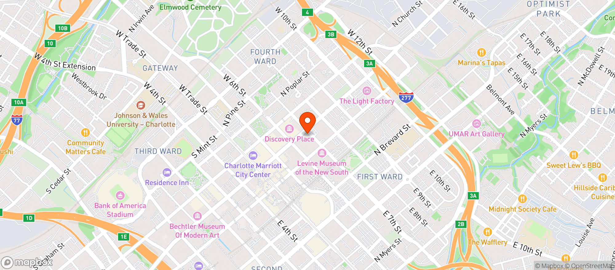 Map showing Duckworths Grill & Taphouse
