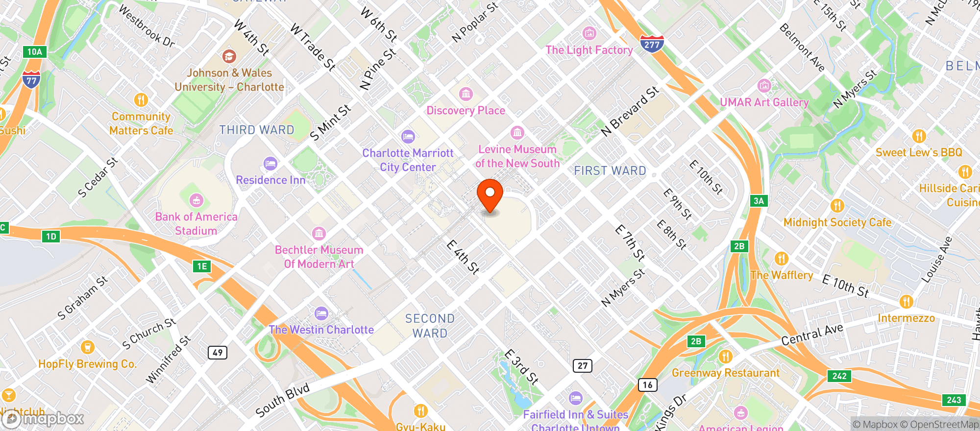 Map showing Levy Restaurants At Spectrum Center