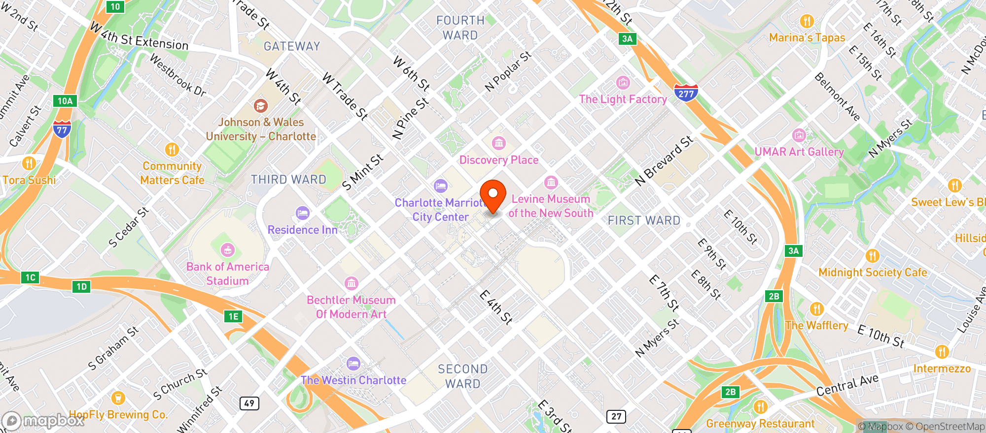 Map showing Carolina Theatre