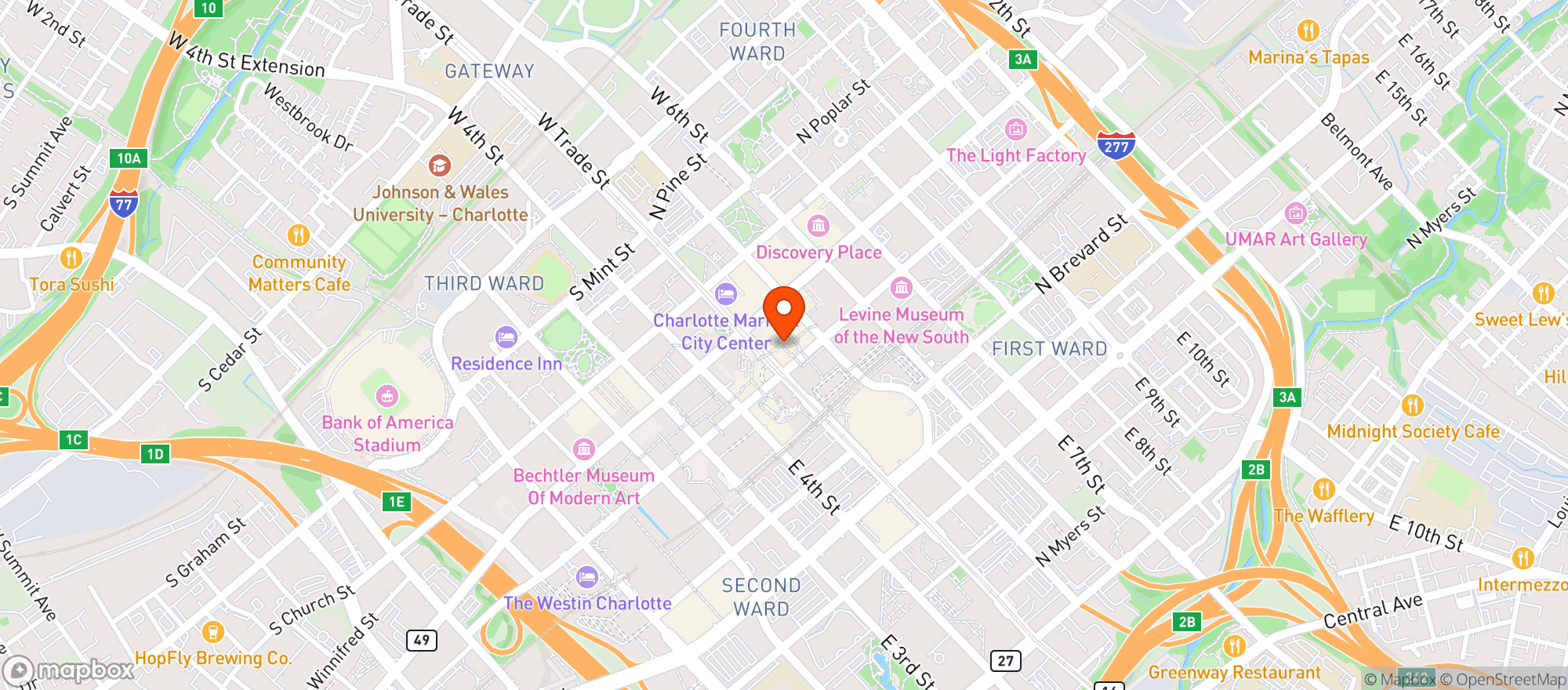 Map showing Bank Of America Corporate Dining Room (59th Floor)