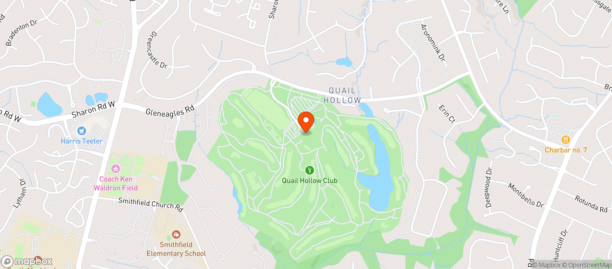 Map showing Quail Hollow Country Club