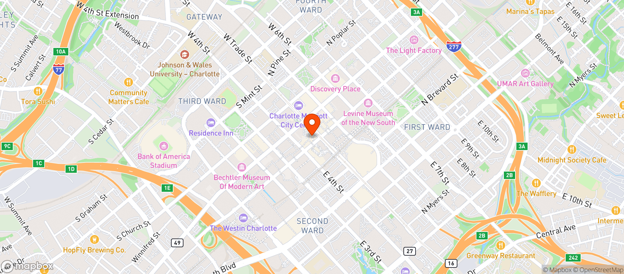 Map showing Omni Hotel