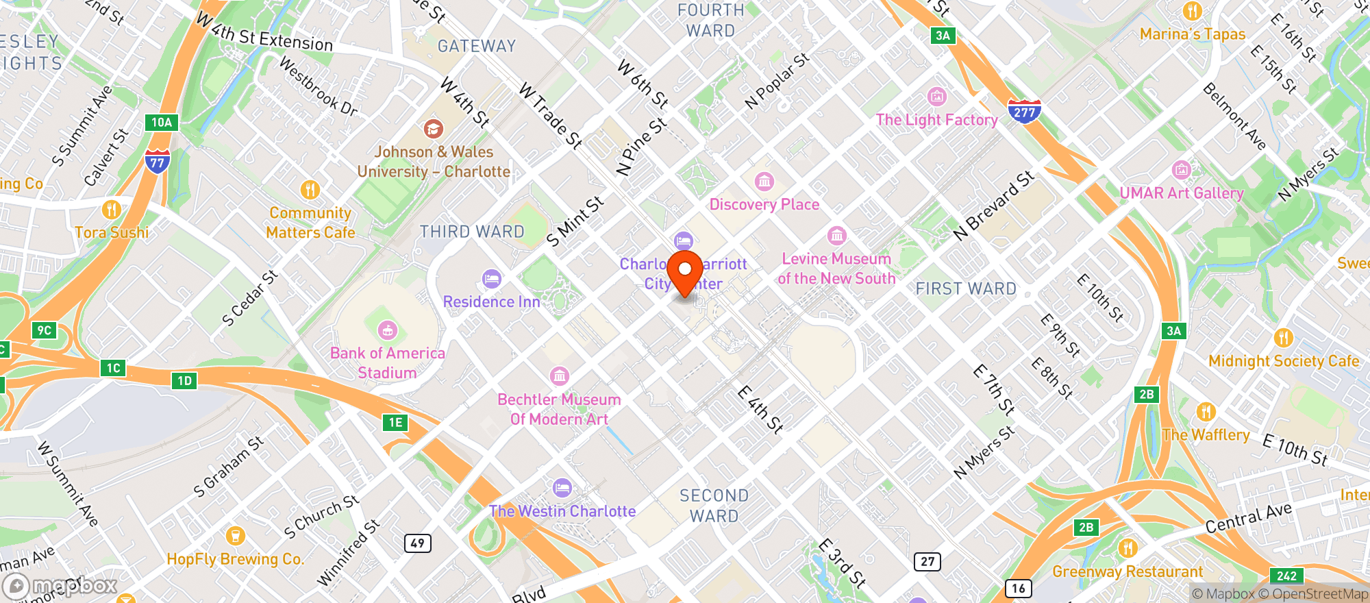 Map showing Tupelo Honey Cafe