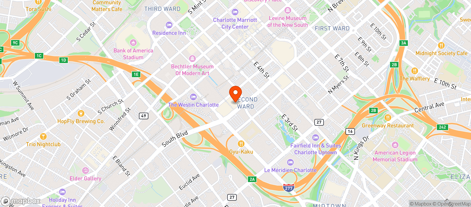 Map showing Nascar Hall Of Fame