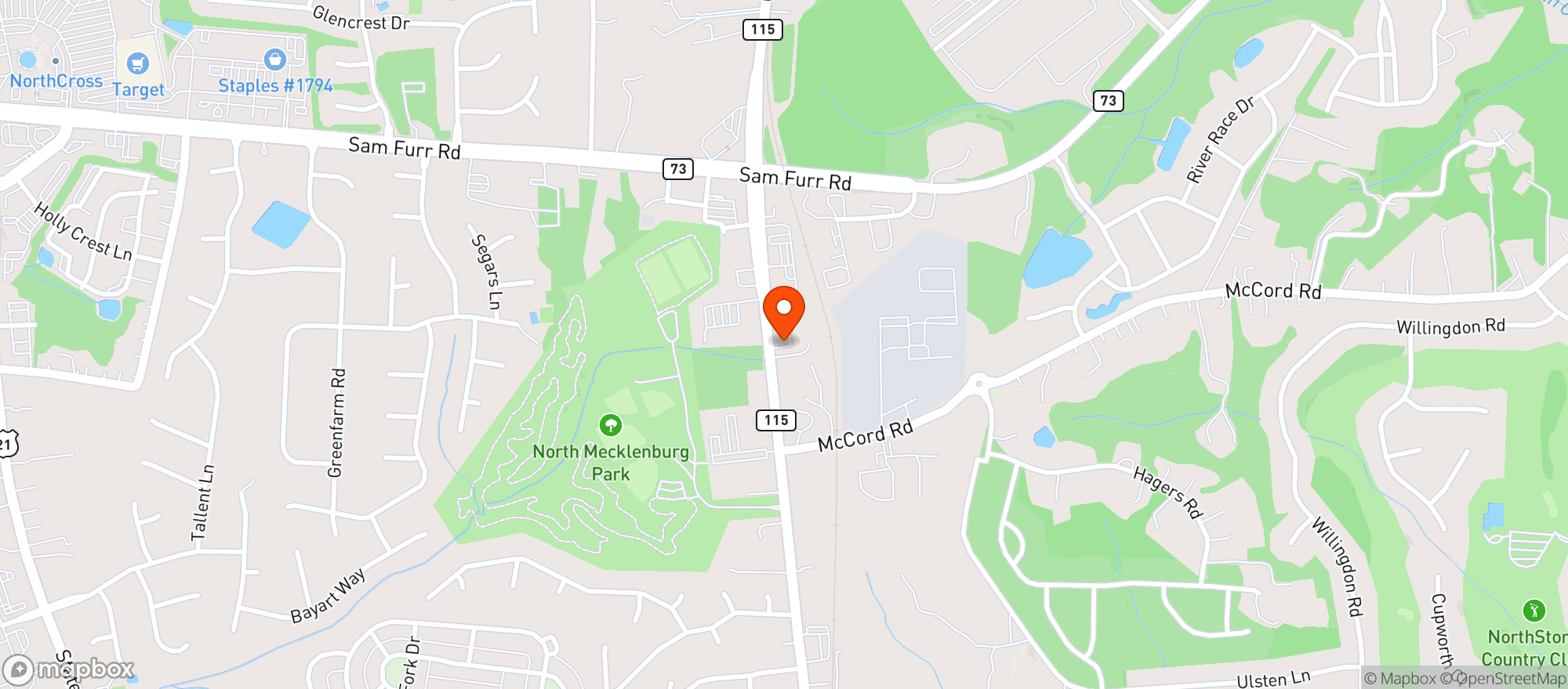 Map showing Primal Brewery Huntersville