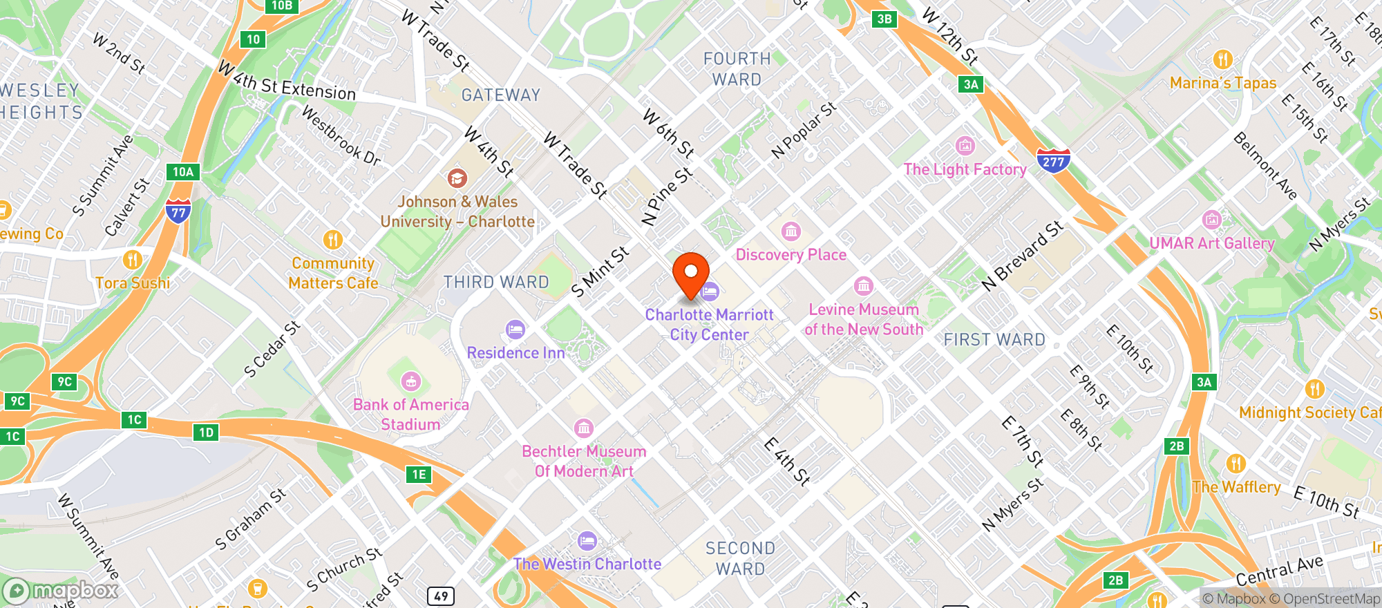 Map showing Hooters