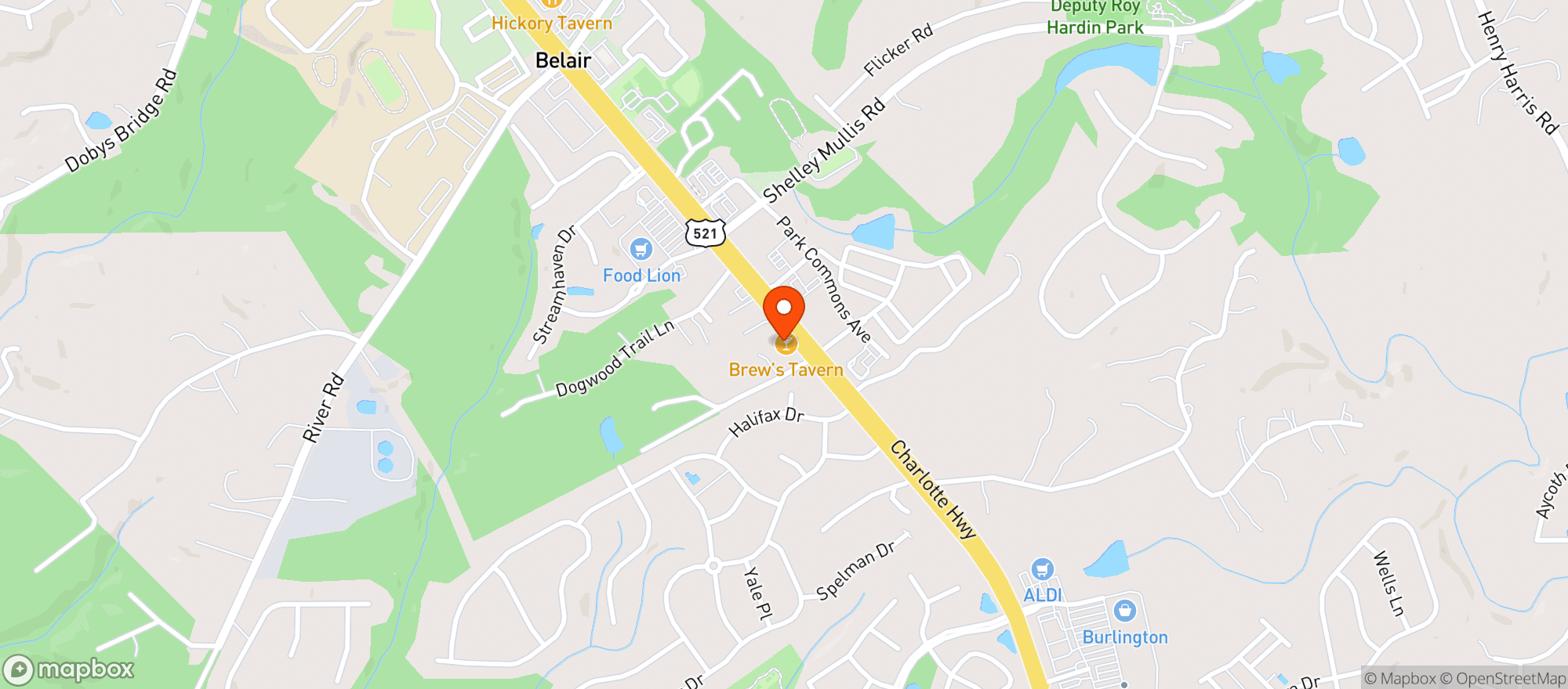 Map showing Brews Tavern