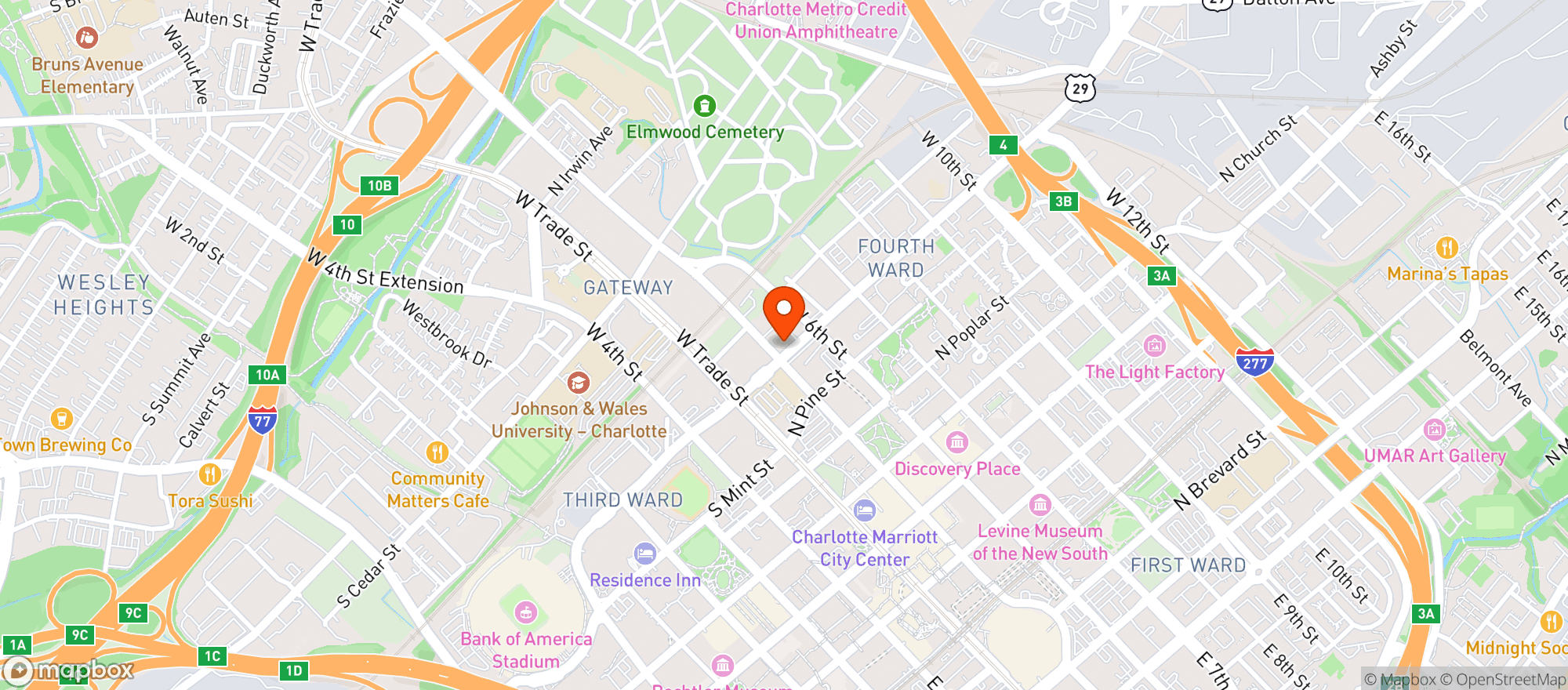 Map showing Crave Dessert Bar