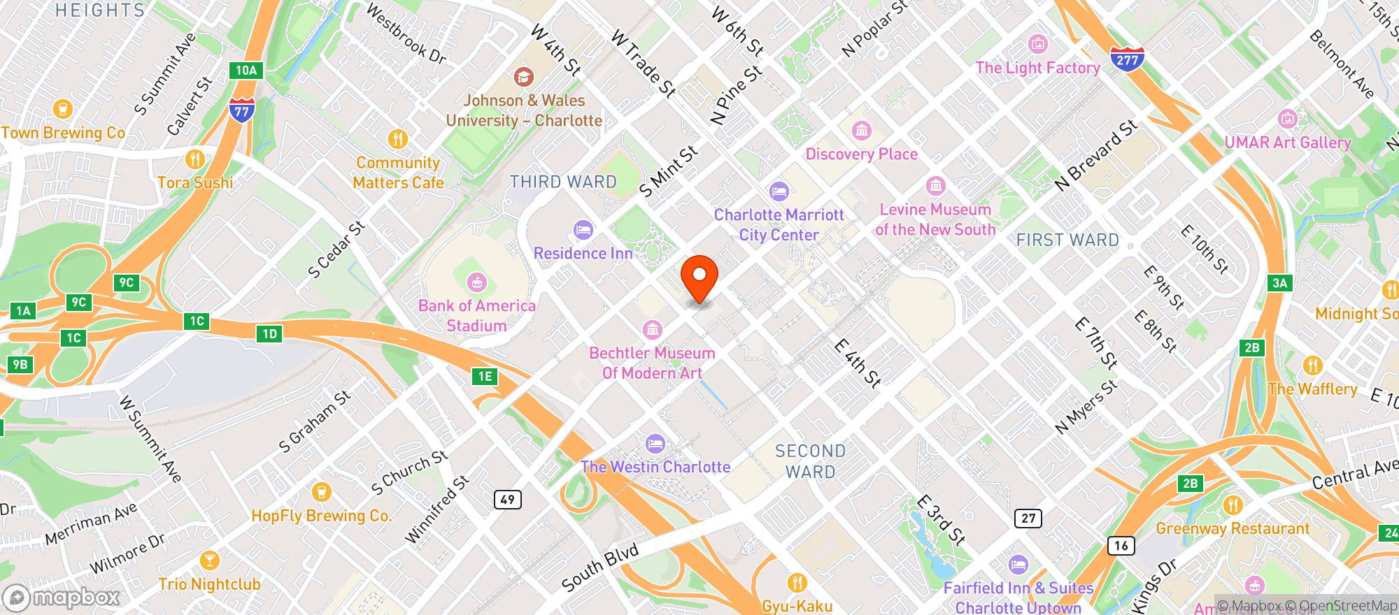 Map showing Mimosa Grill