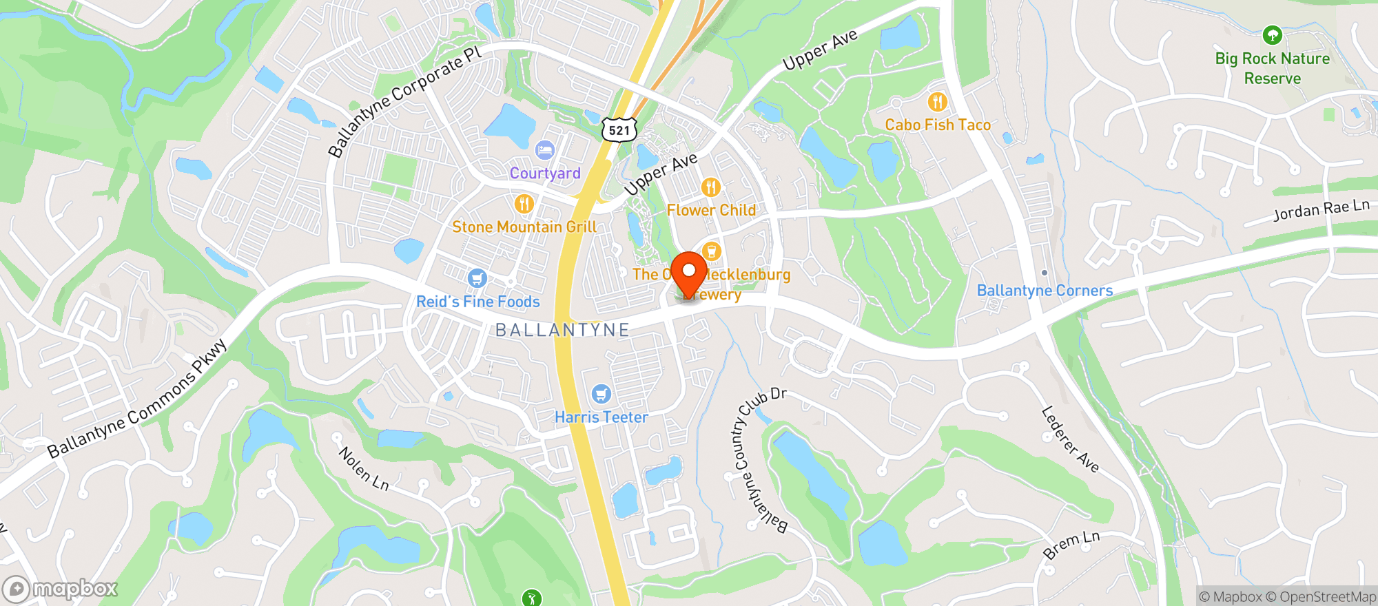 Map showing The Ballantyne Resort