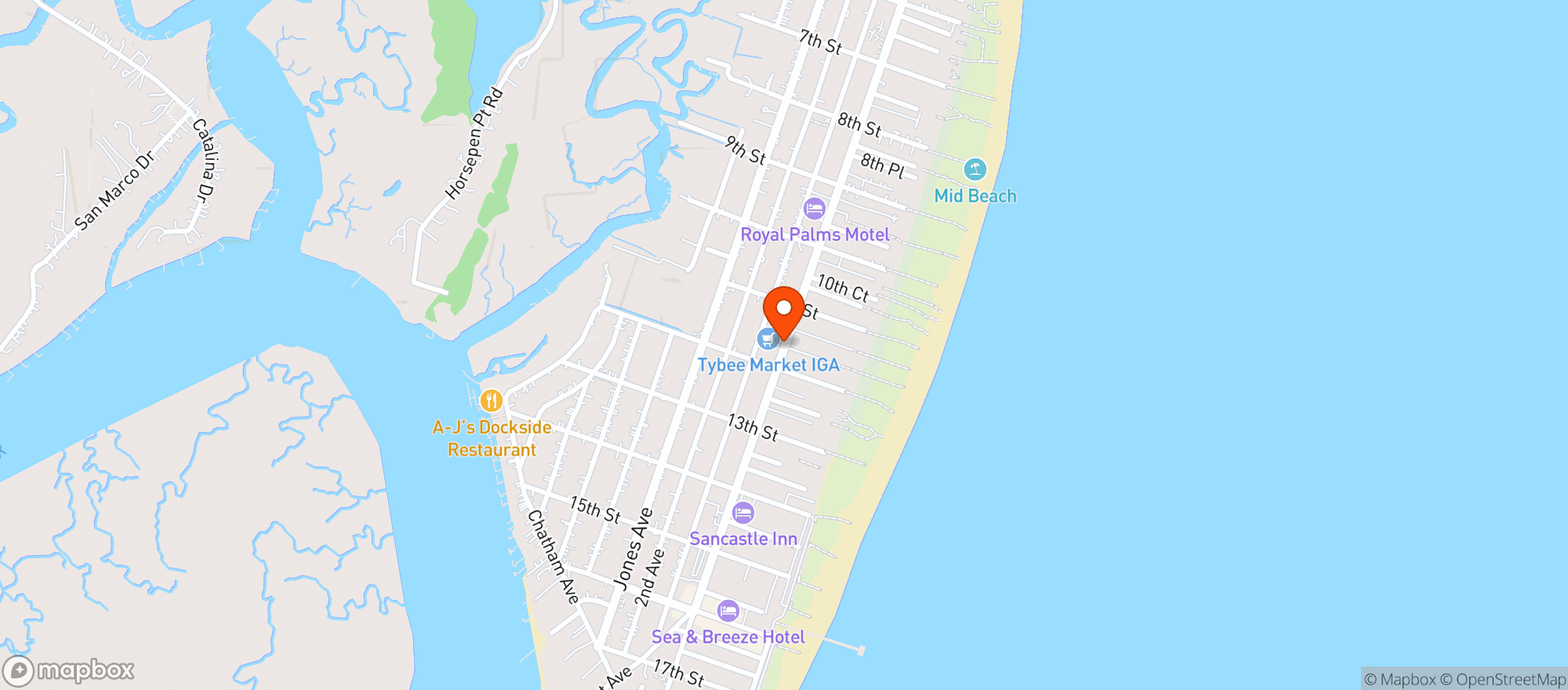 Map showing Tybee IGA Market