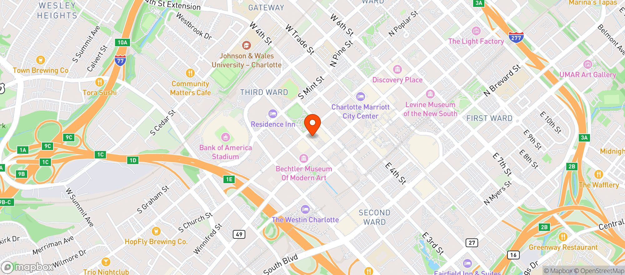 Map showing Q C B C
