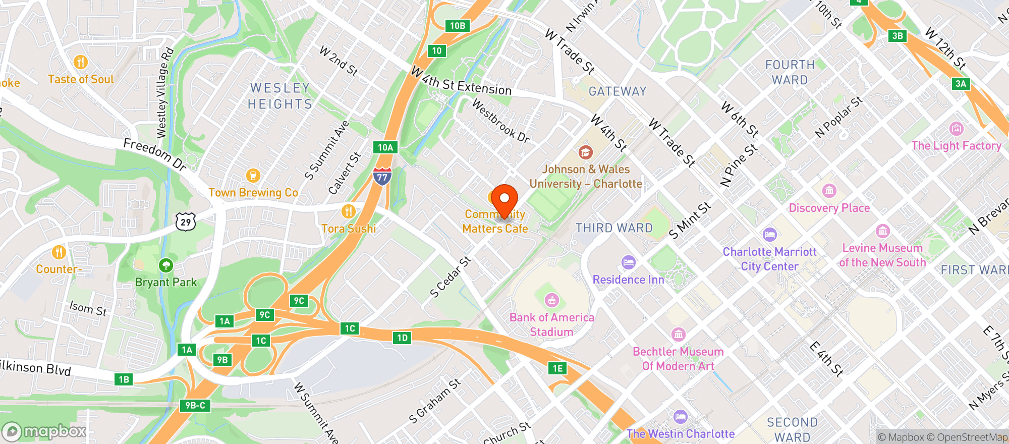 Map showing Clutch Kitchen & Pour House