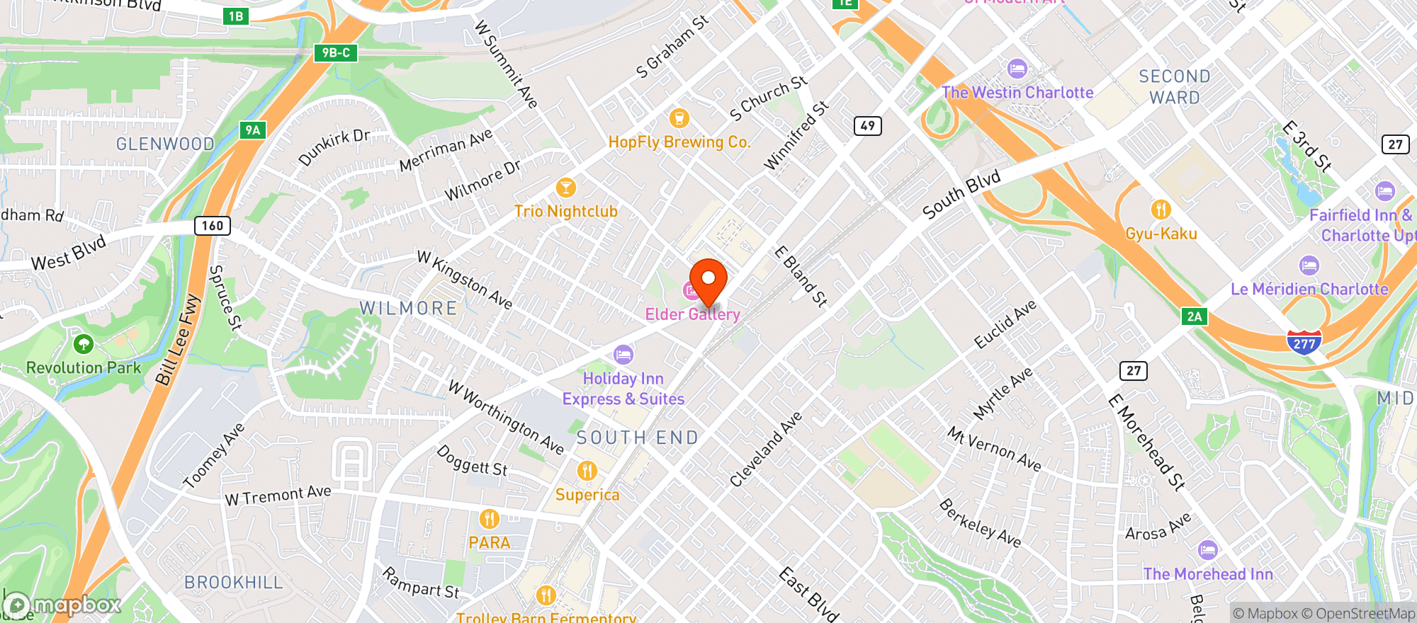 Map showing Hawthorne Ny Pizza & Bar