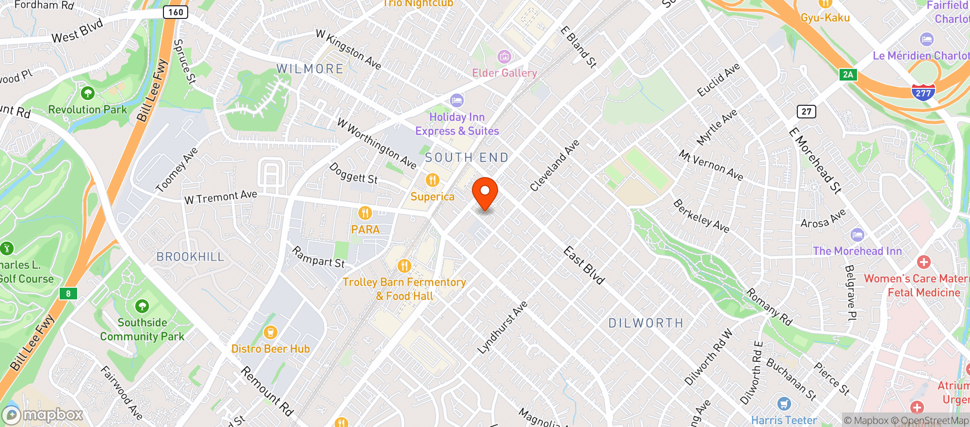 Map showing The Vintage Whiskey & Cigar Bar