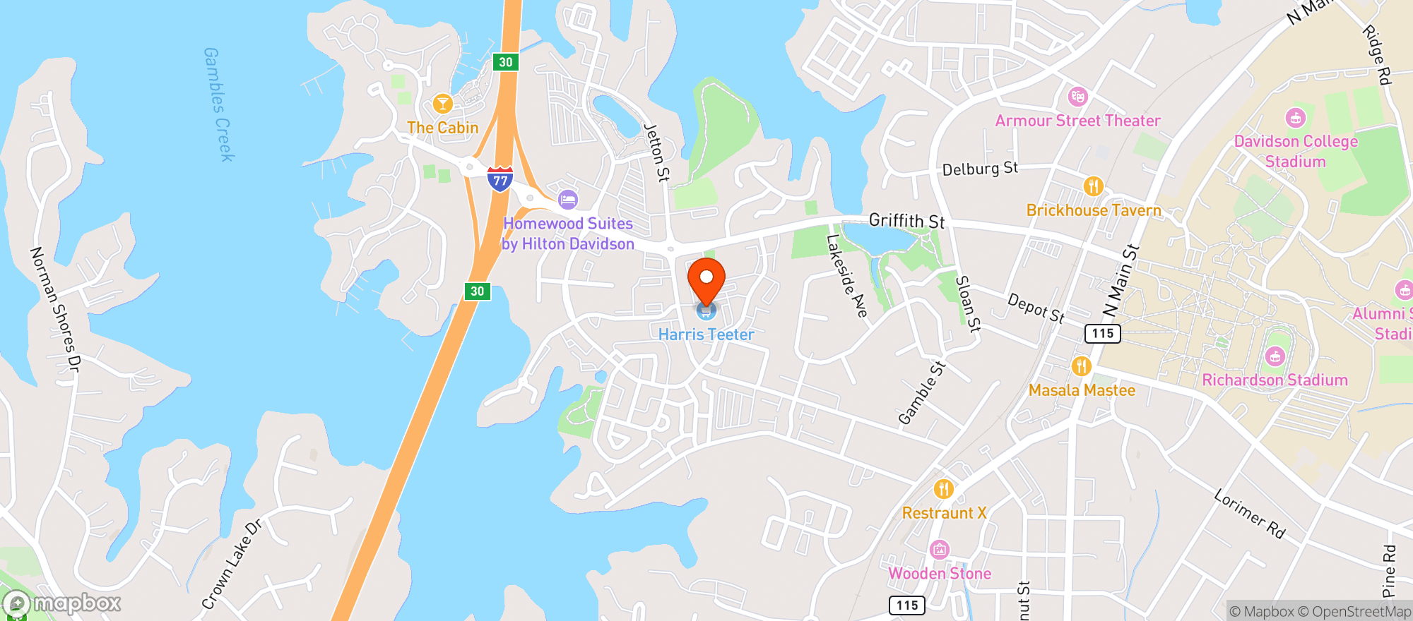Map showing Harris Teeter