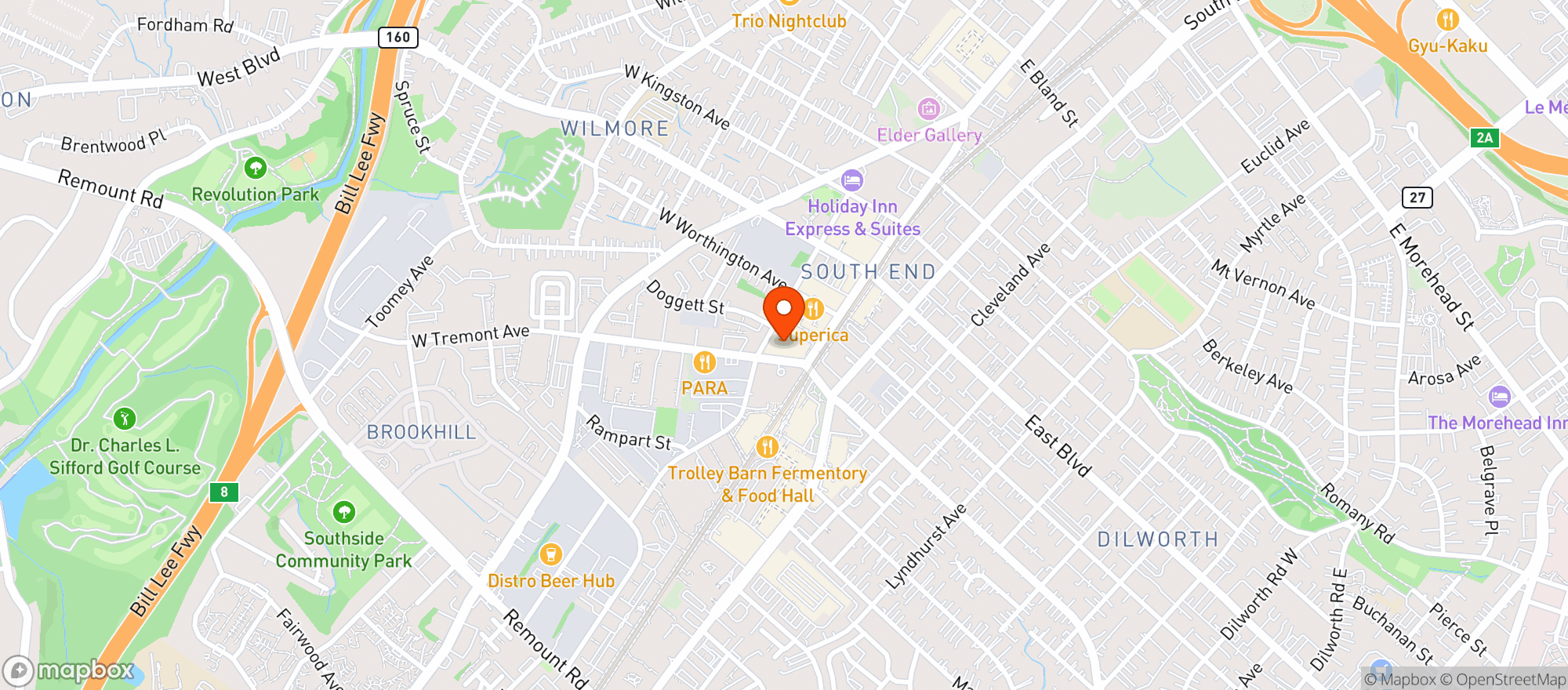 Map showing Frenchy S Sip & Shop