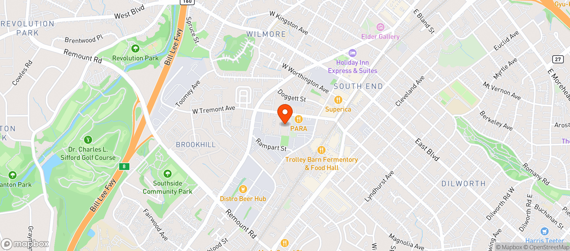 Map showing Pins Mechanical Company