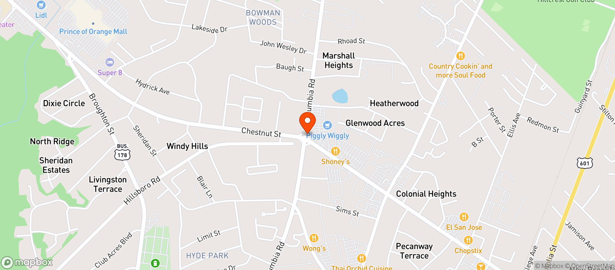 Map showing Piggly Wiggly