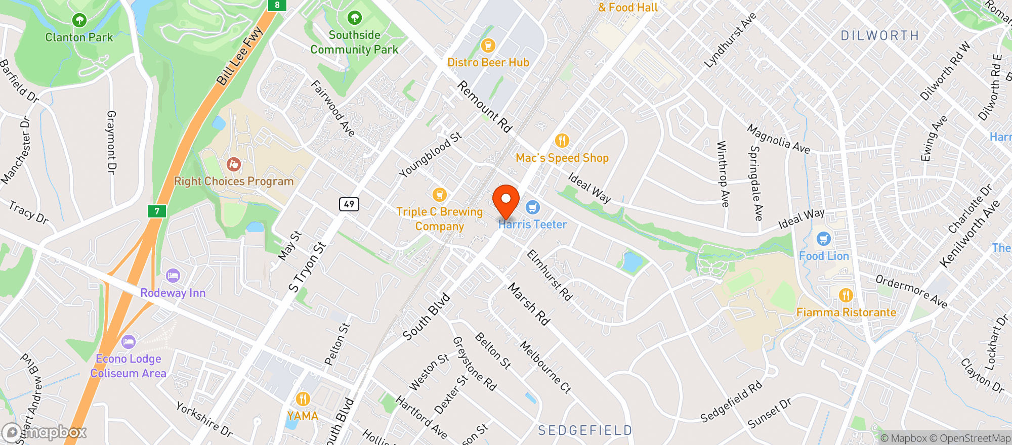 Map showing Harris Teeter