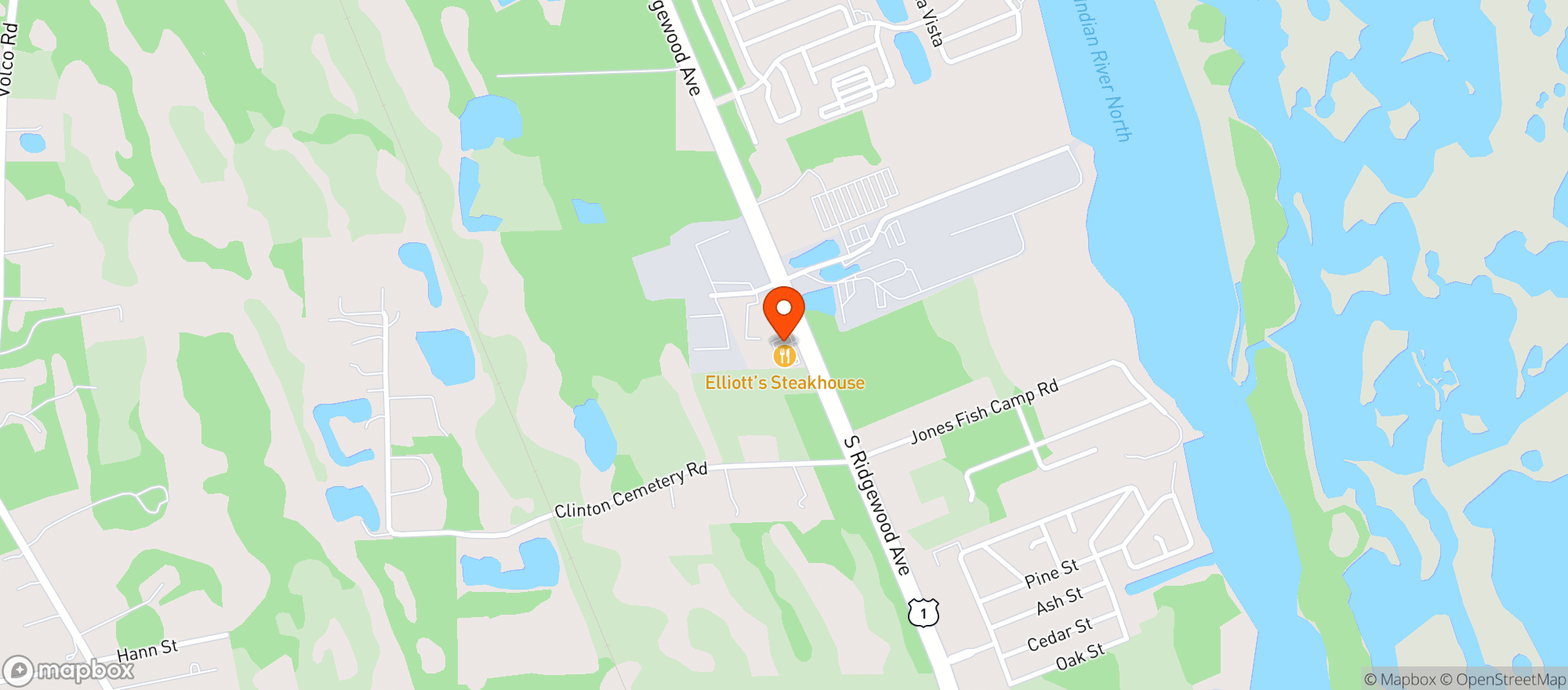 Map showing Elliotts Steakhouse