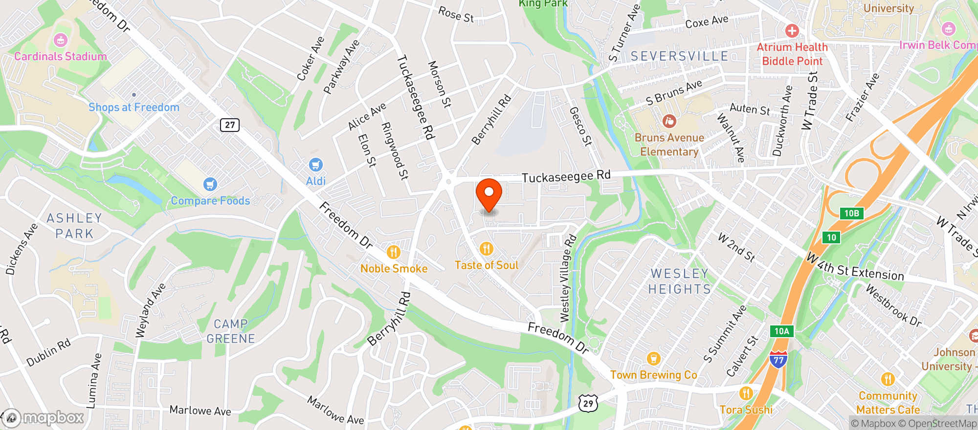 Map showing Not Just Coffee