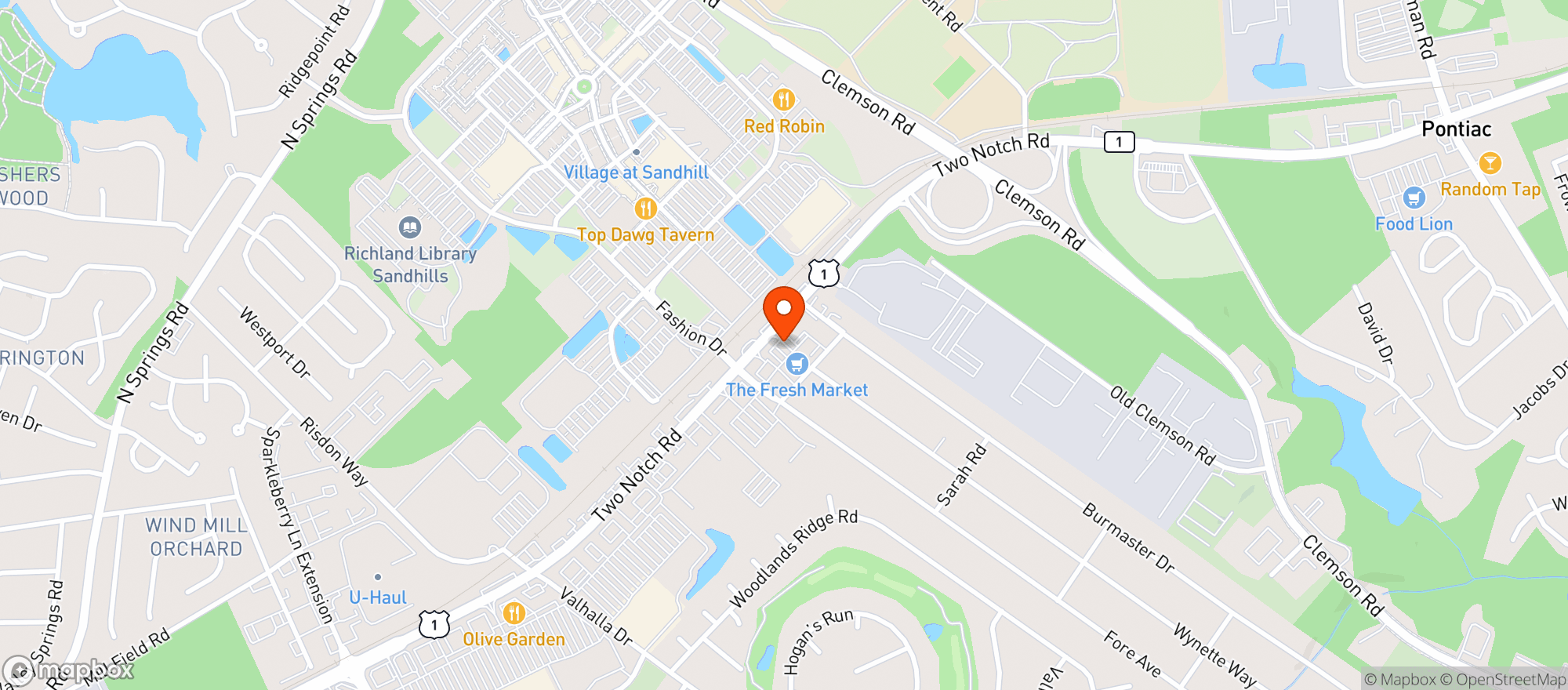 Map showing The Fresh Market
