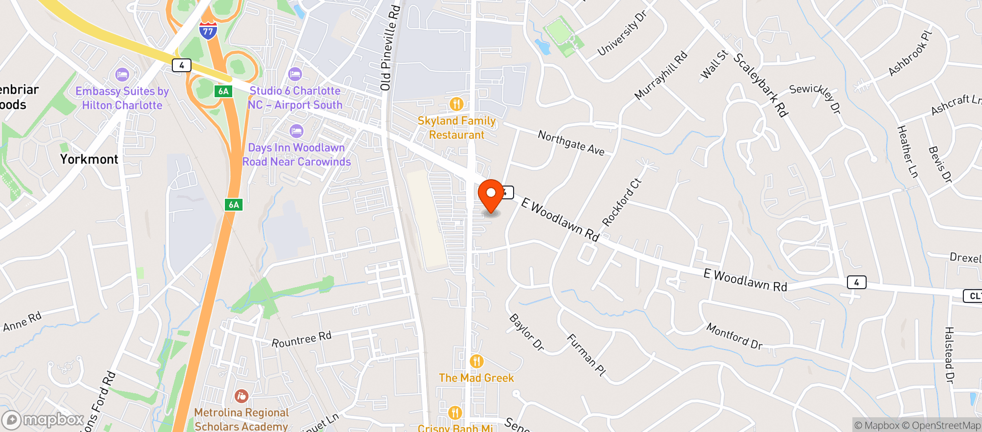 Map showing Door Dash