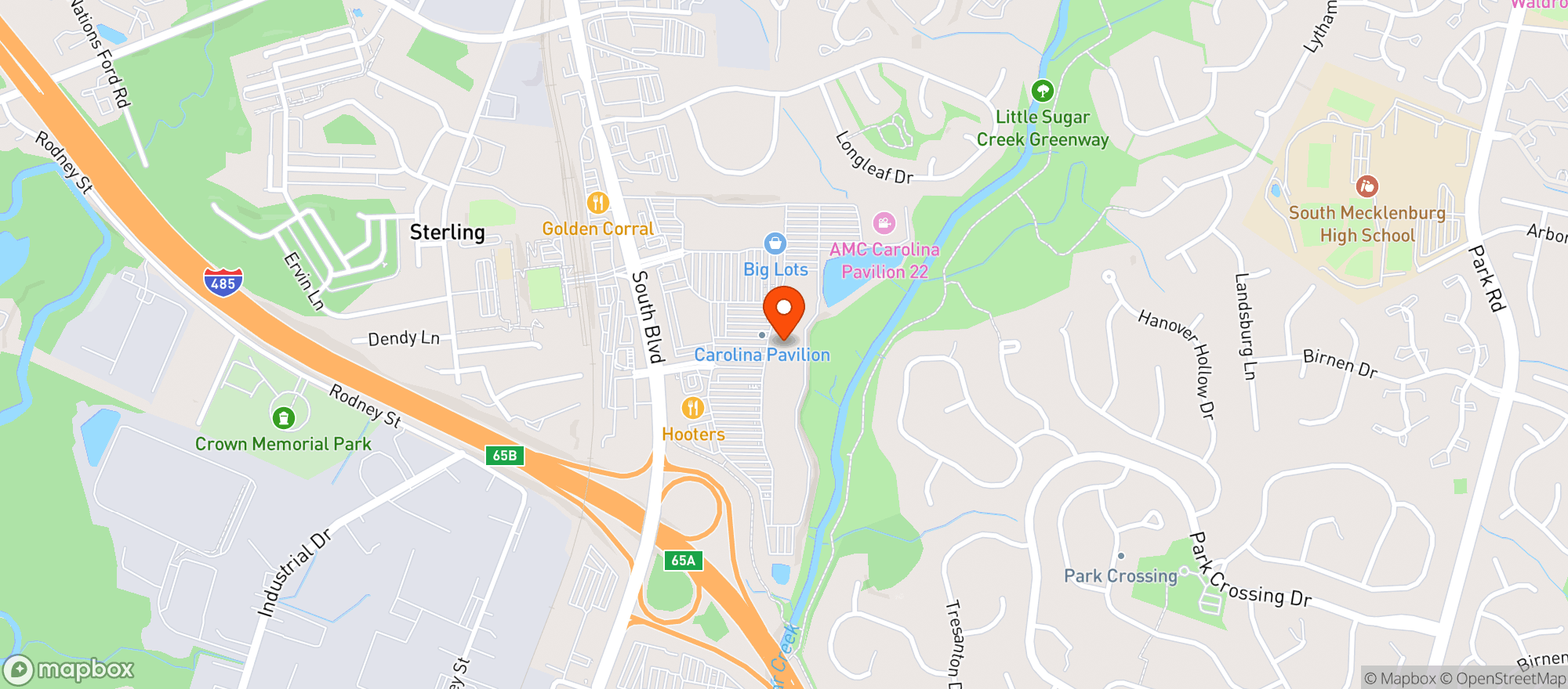 Map showing World Market Carolina Pavilion