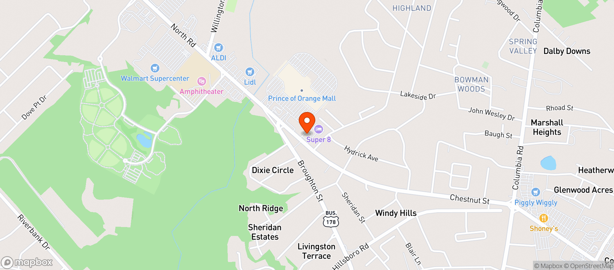 Map showing Applebees Neighborhood Grill & Bar